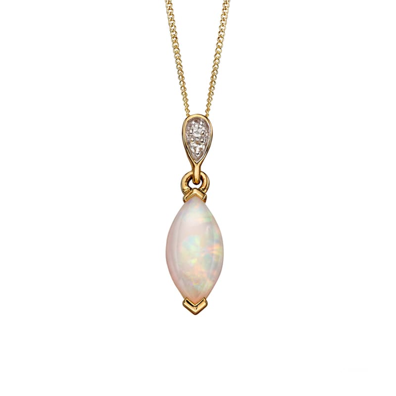 Gold Opal And Diamond Pendant