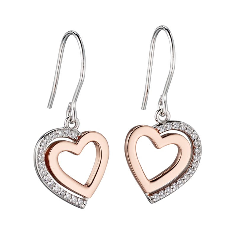 Fiorelli Silver Two Tone Heart Drops