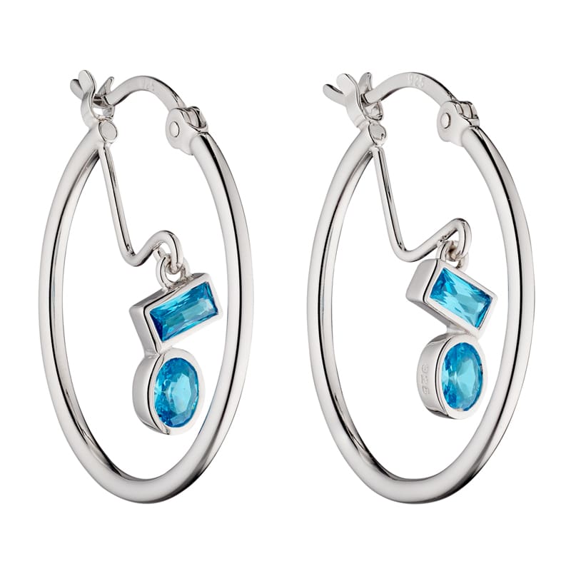 Fiorelli Silver Blue Cubic Zirconia Hoops