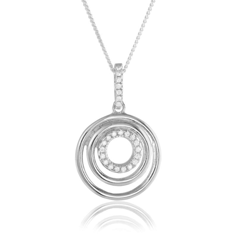 Silver Cubic Zirconia Circle Pendant