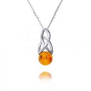 celtic style pendant - baltic amber - sterling silver - HC Jewellers - Royston