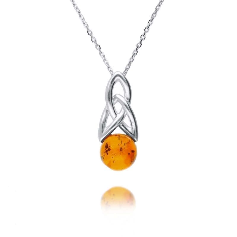 celtic style pendant - baltic amber - sterling silver - HC Jewellers - Royston