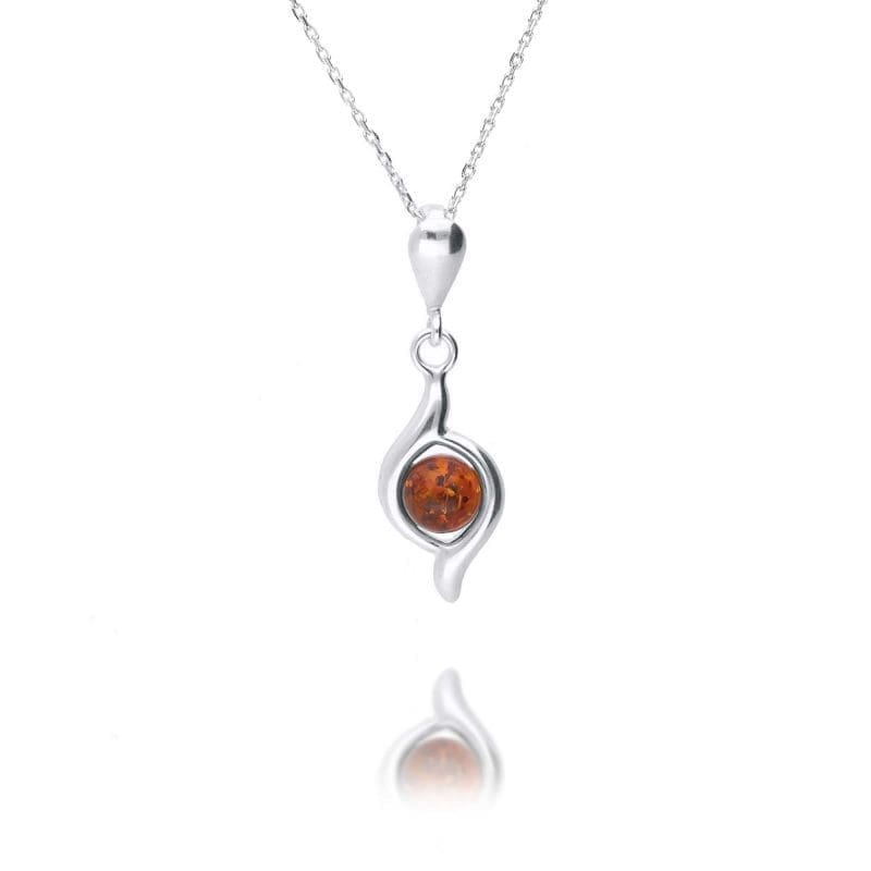 silver amber pendant