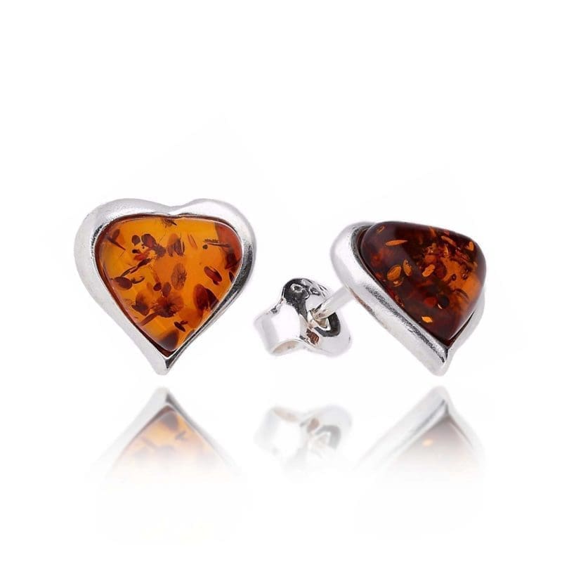 amber heart studs