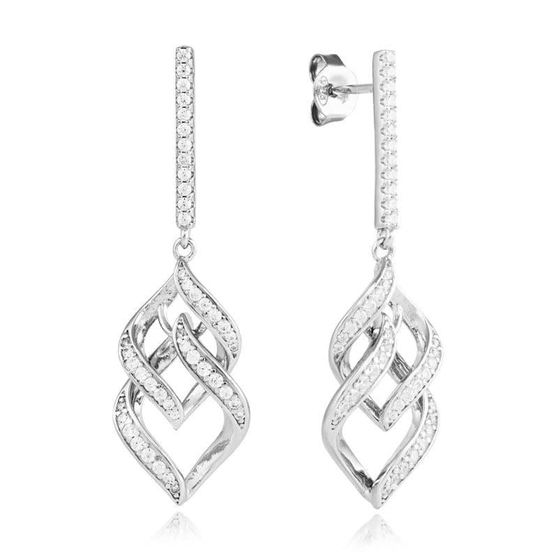 Cubic Zirconia chandelier earrings in silver