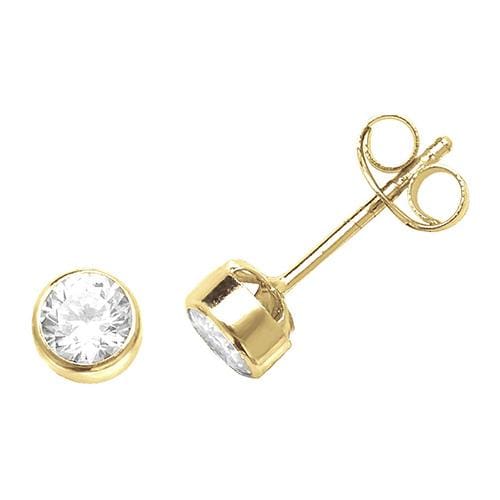 yellow gold cz studs