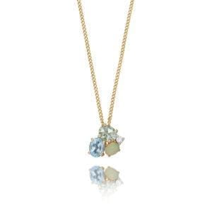 Ladies gold gemstone cluster pendant