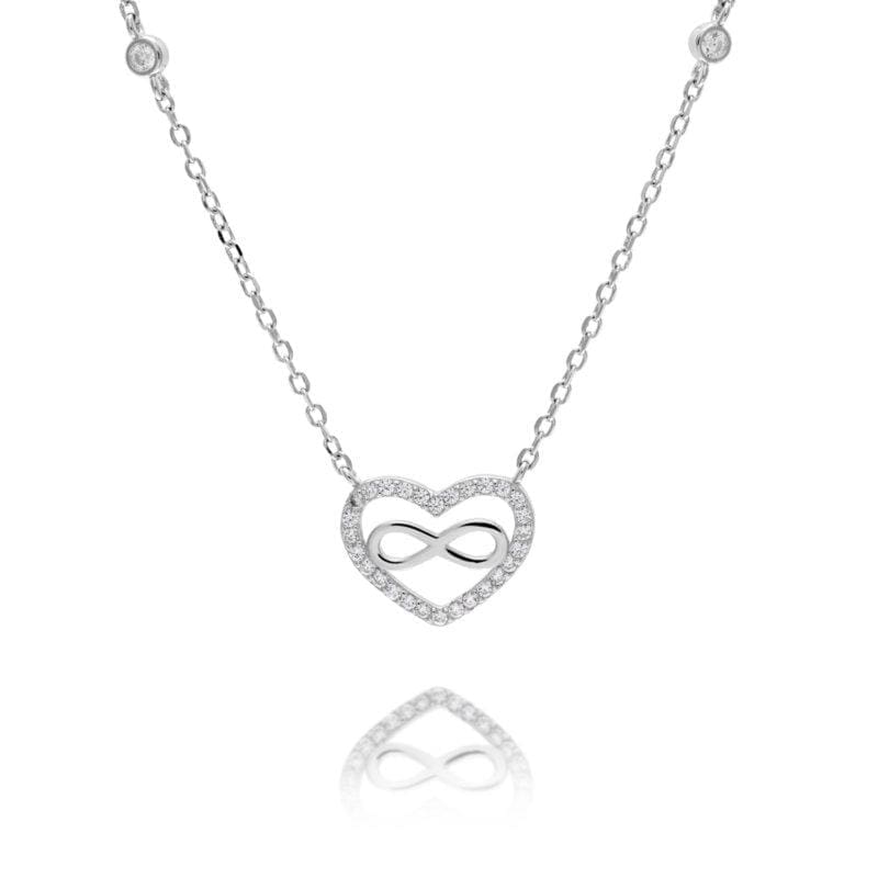 Silver heart infinity necklace