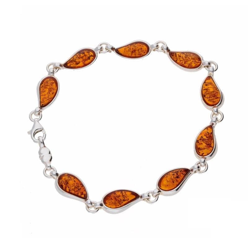 Silver Amber Teardrop Bracelet