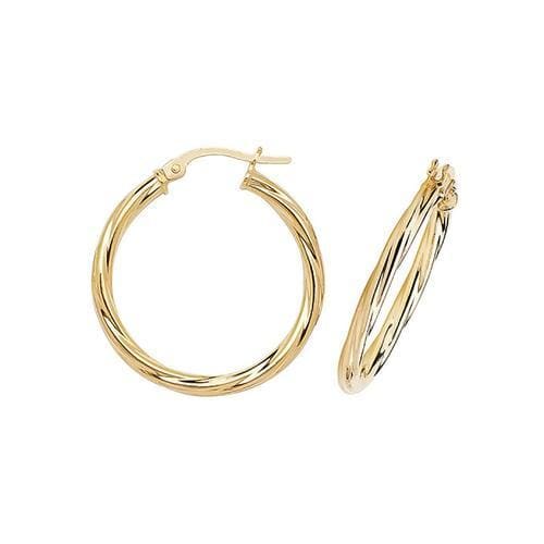 9ct Gold Twist Hoops 20mm