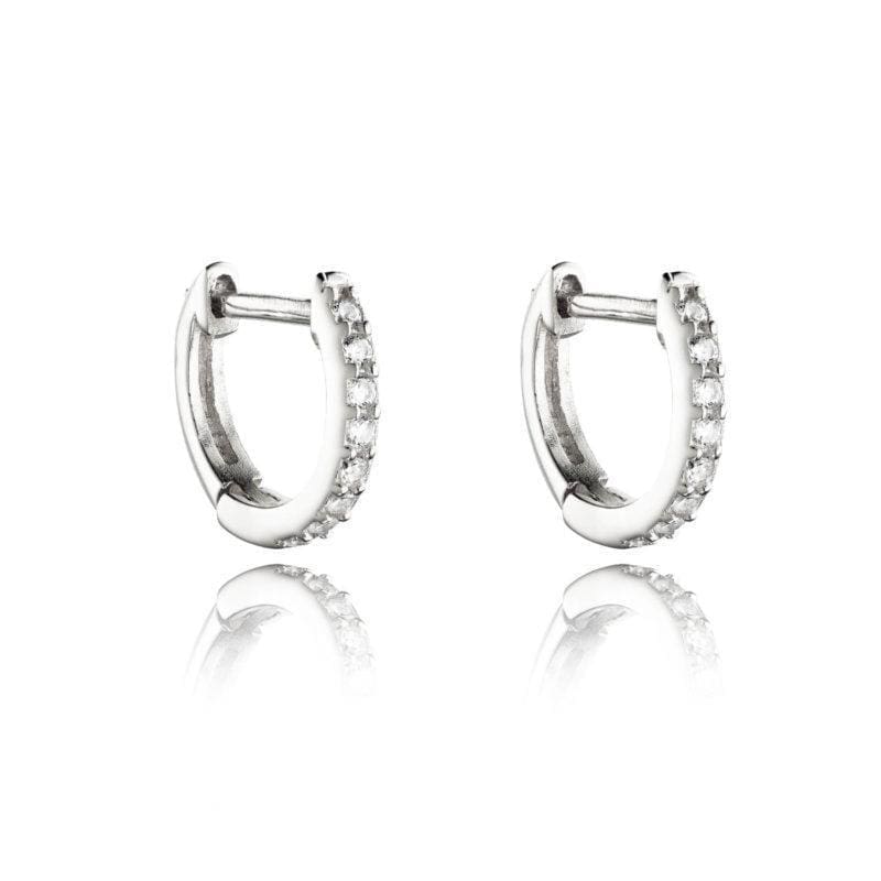 Silver Cubic Zirconia Huggie Hoops
