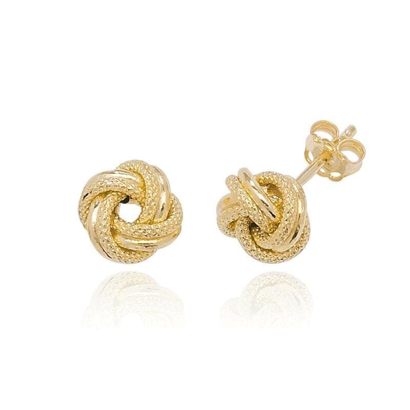 9ct Gold Patterned Double Knot Studs