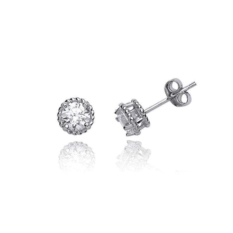 Silver Cubic Zirconia Halo Studs