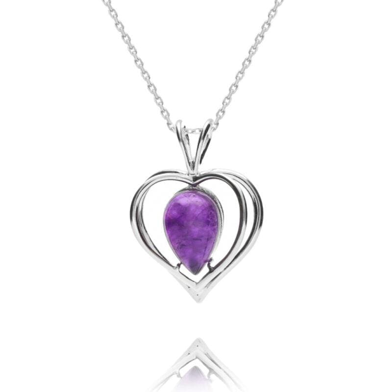Silver Amethyst Heart Pendant