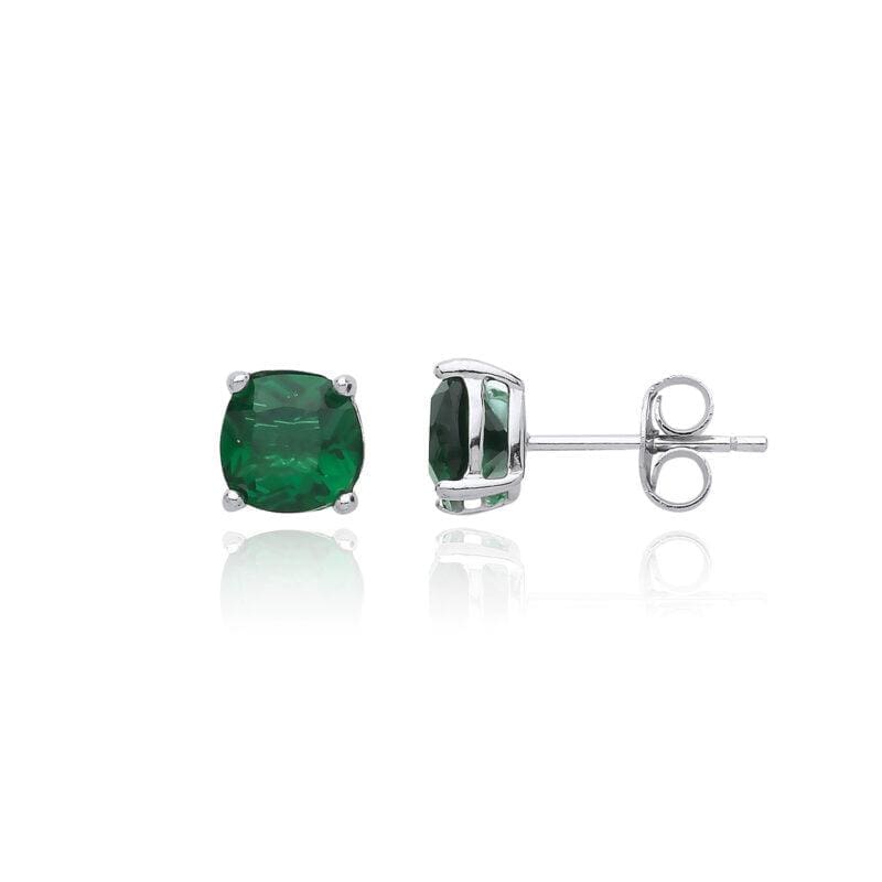 Silver Green Cubic Zirconia Studs
