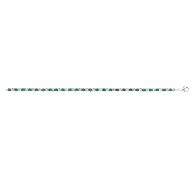 Silver Green & Clear Cubic Zirconia Tennis Bracelet