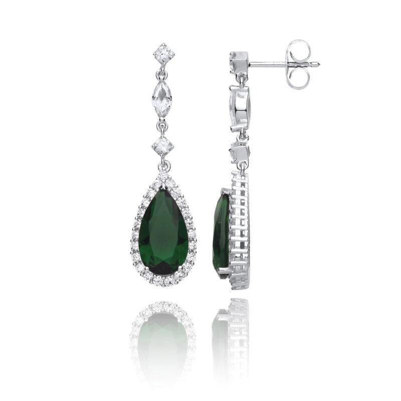 Silver Green Cubic Zirconia Fancy Drops