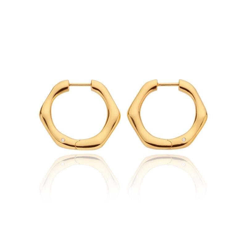 Hot Diamonds X JJ 18ct Gold Plated Fluid Hoops
