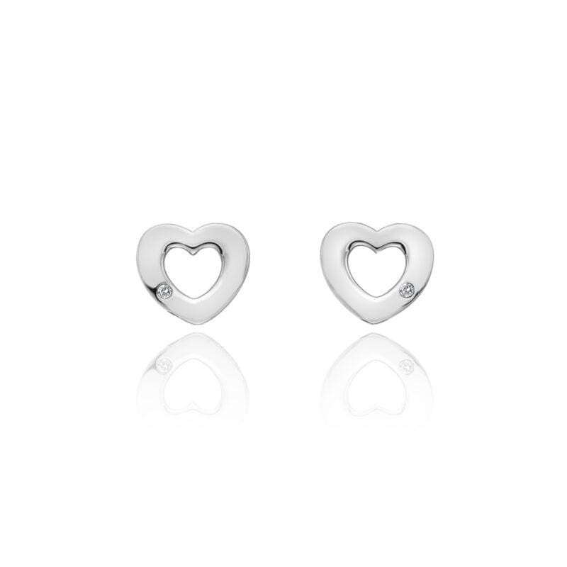 Silver Hot Diamonds Amulet Heart Studs