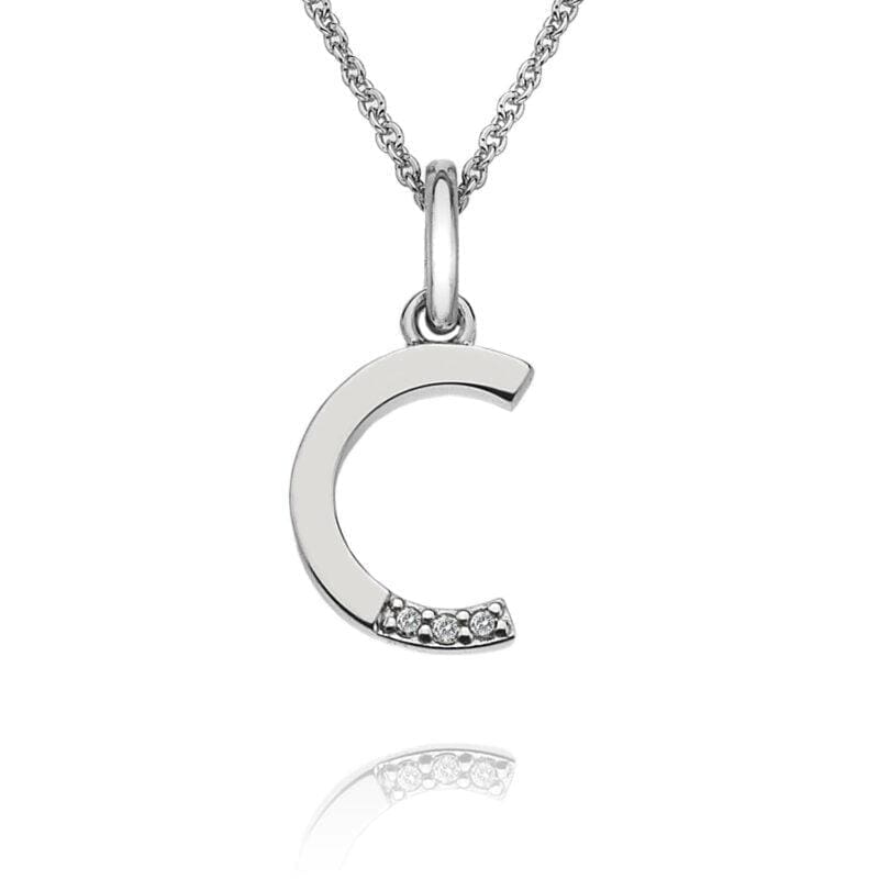 Silver Hot Diamonds Initial Pendant Letter C