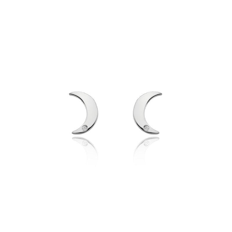 Silver Hot Diamonds Moon Studs