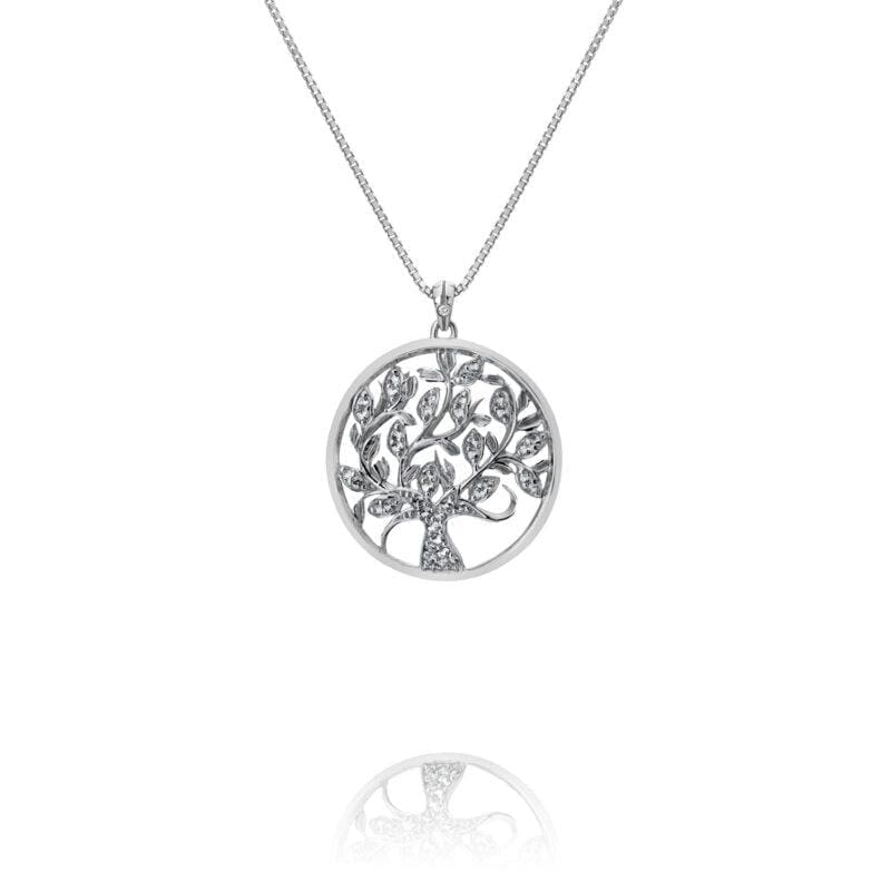Silver Hot Diamonds Nature Circle White Topaz Pendant