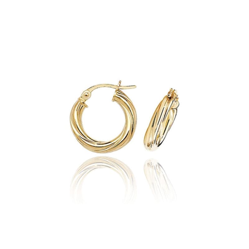 9ct Gold 10mm Twist Hoops