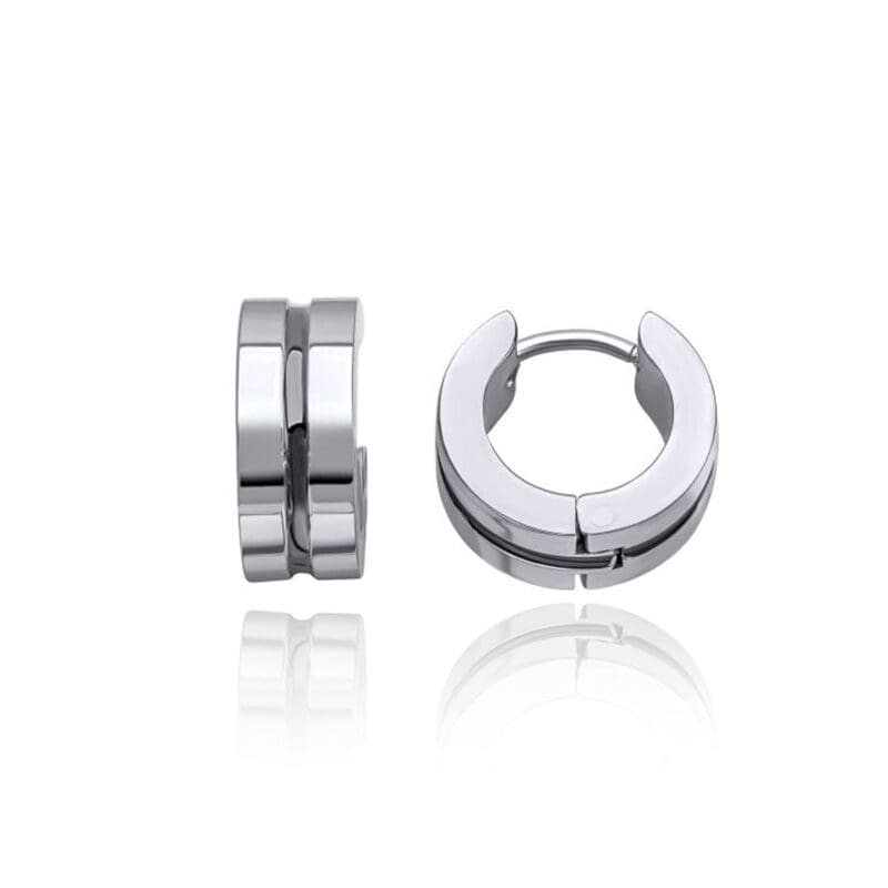 Fred Bennett Stainless Steel Black Enamel Stripe Hoops