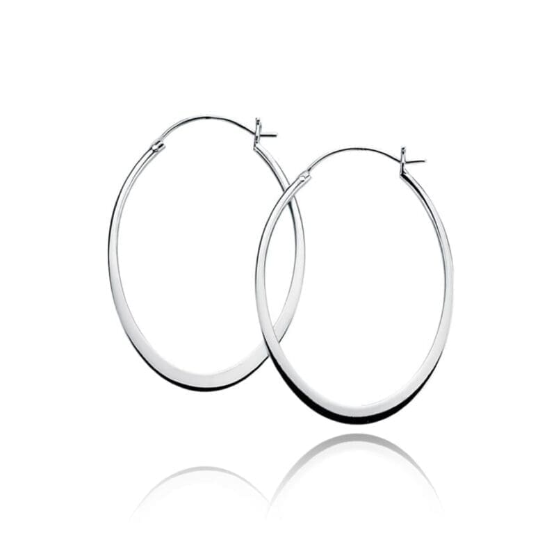 Silver Oval Flat Edge Hoops
