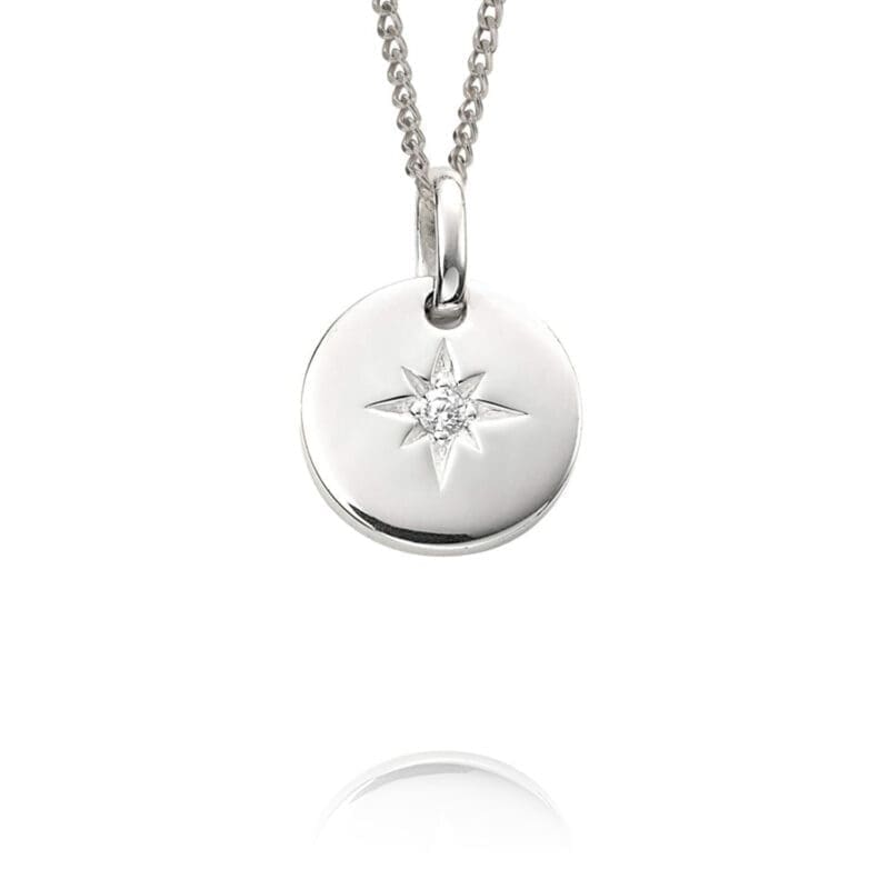 Silver Cubic Zirconia Star Disc Pendant
