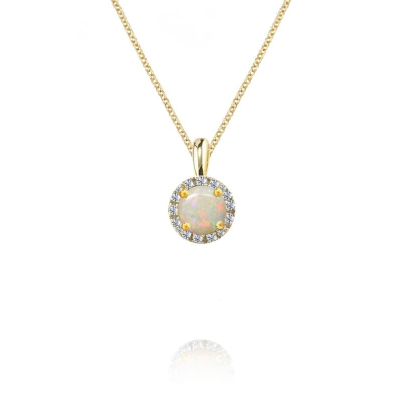 9ct Gold Amore Opal & Diamond Halo Pendant