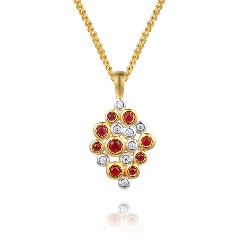 9ct Gold Amore Ruby & Diamond Bubble Pendant