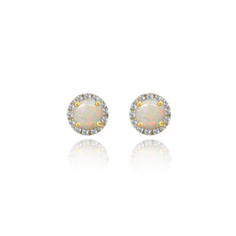 9ct Gold Amore Opal & Diamond Halo Studs