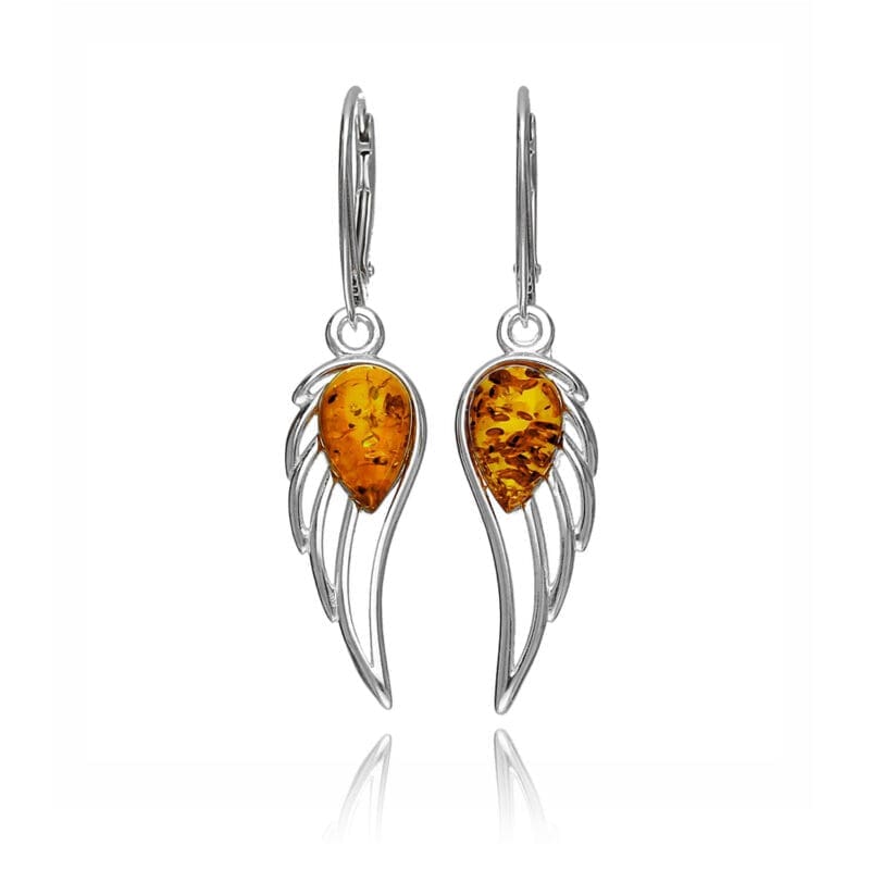 Silver Amber Angel Wing Drops