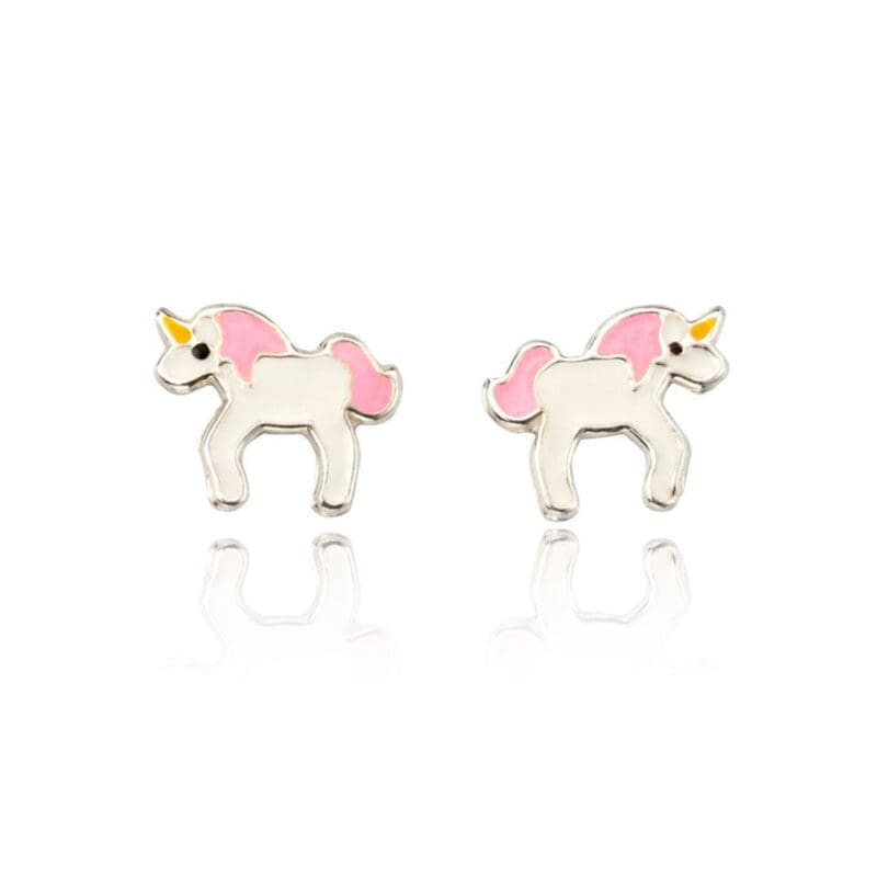 Silver Unicorn Enamel Studs Small