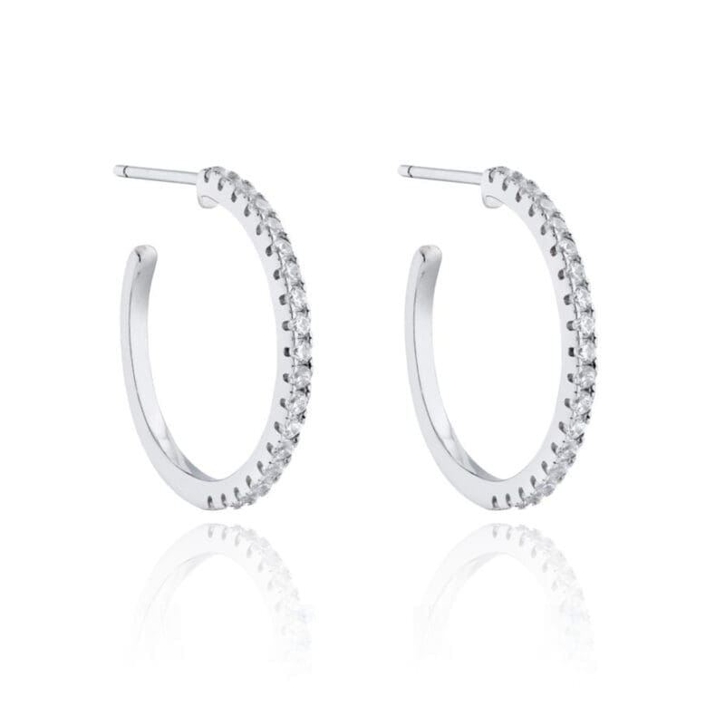 Silver Cubic Zirconia 3/4 Hoops