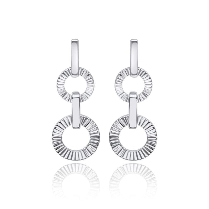 Silver Diamond Cut Circle Drop Earrings