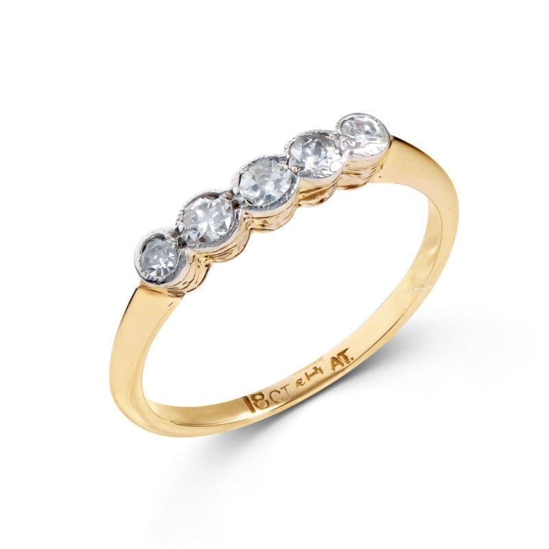 Pre-Owned 18ct Gold & Platinum Five Stone Diamond Ring