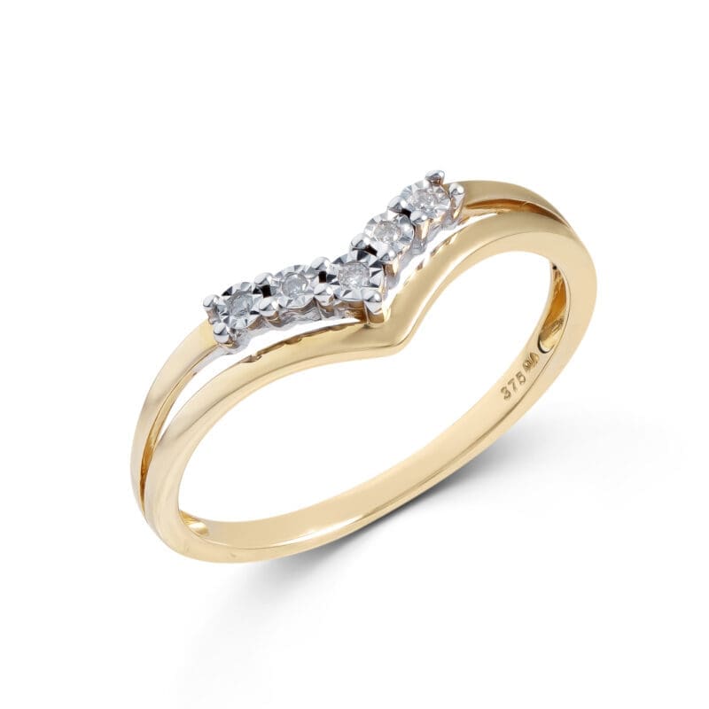 Pre-Owned 9ct Gold Diamond Illusion Wishbone Ring