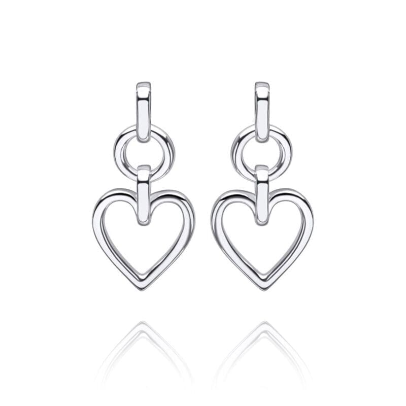 Silver Open Heart Drop Earrings