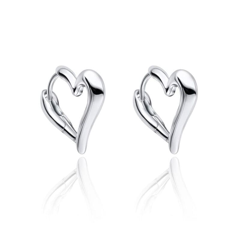 Silver Open Heart Hoops