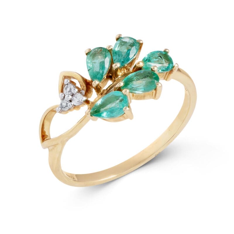 Pre-Owned 9ct Gold Emerald and Cubic Zirconia Ring