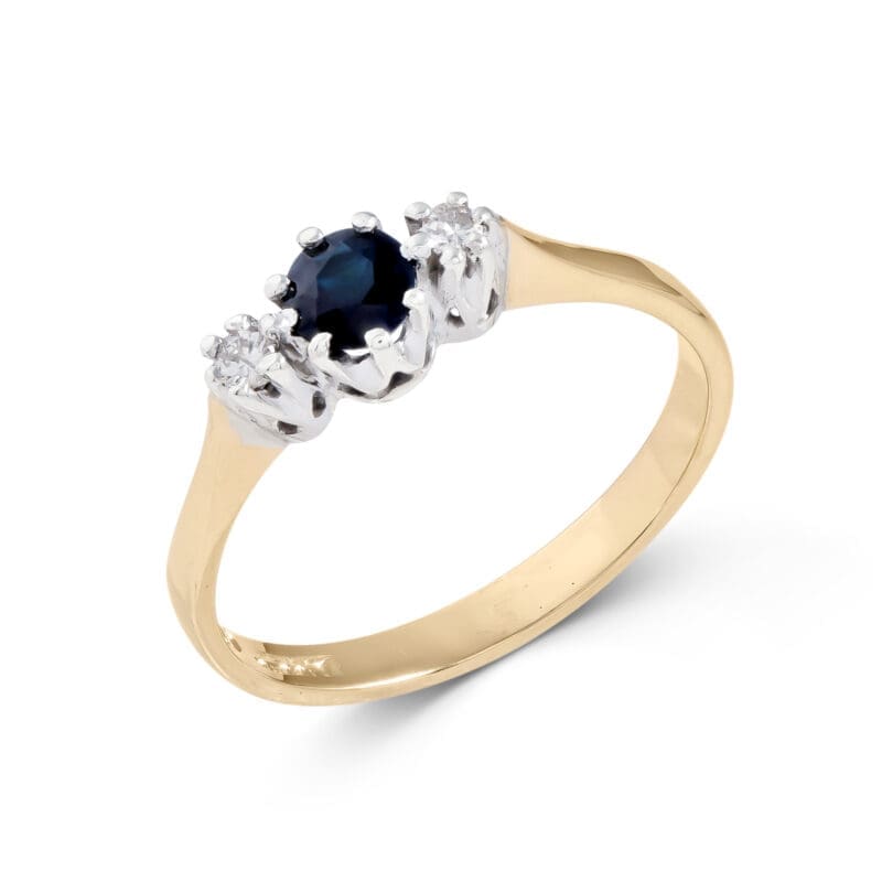 Pre-Owned 9ct Gold Sapphire & Diamond Trilogy Ring