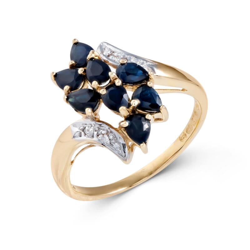 Pre-Owned 9ct Gold Sapphire & Diamond Dress Ring