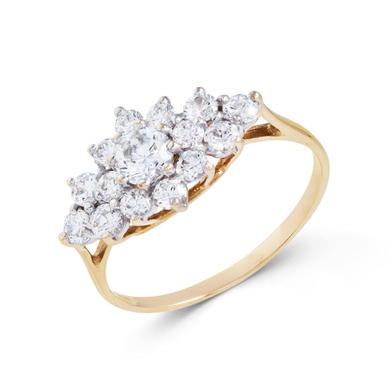 Pre-Owned 9ct Gold Cubic Zirconia Cluster Ring