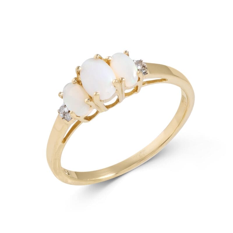 Pre-Owned 9ct Gold Opal & Diamond Ring