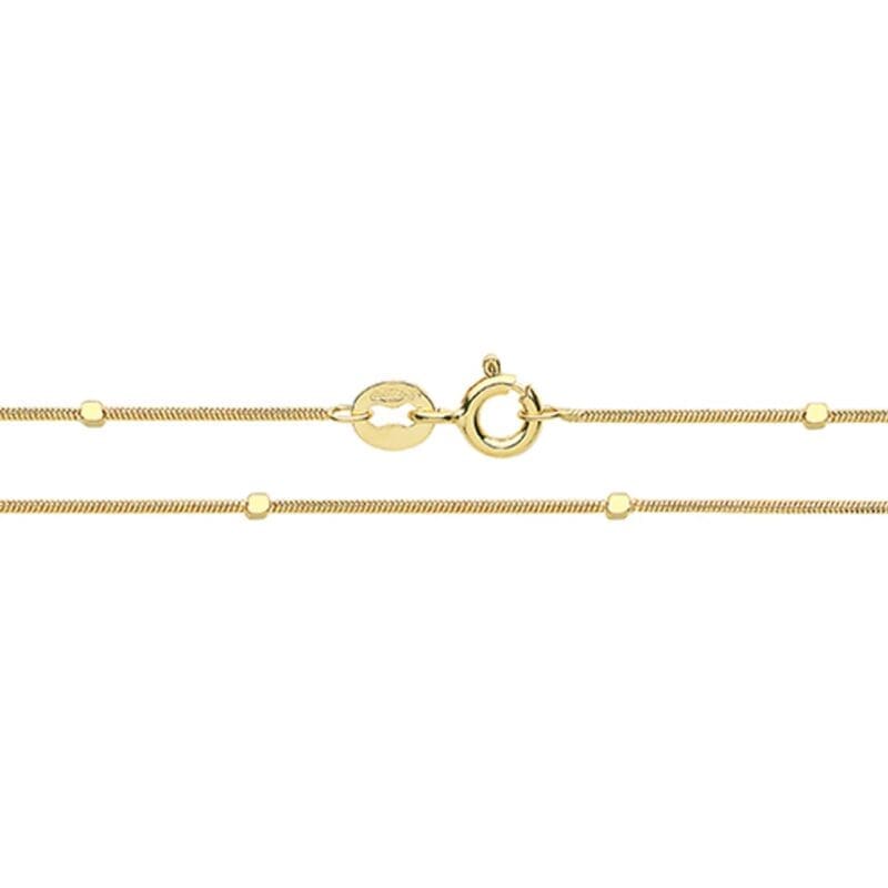 9ct Gold Snake Chain & Bead Anklet