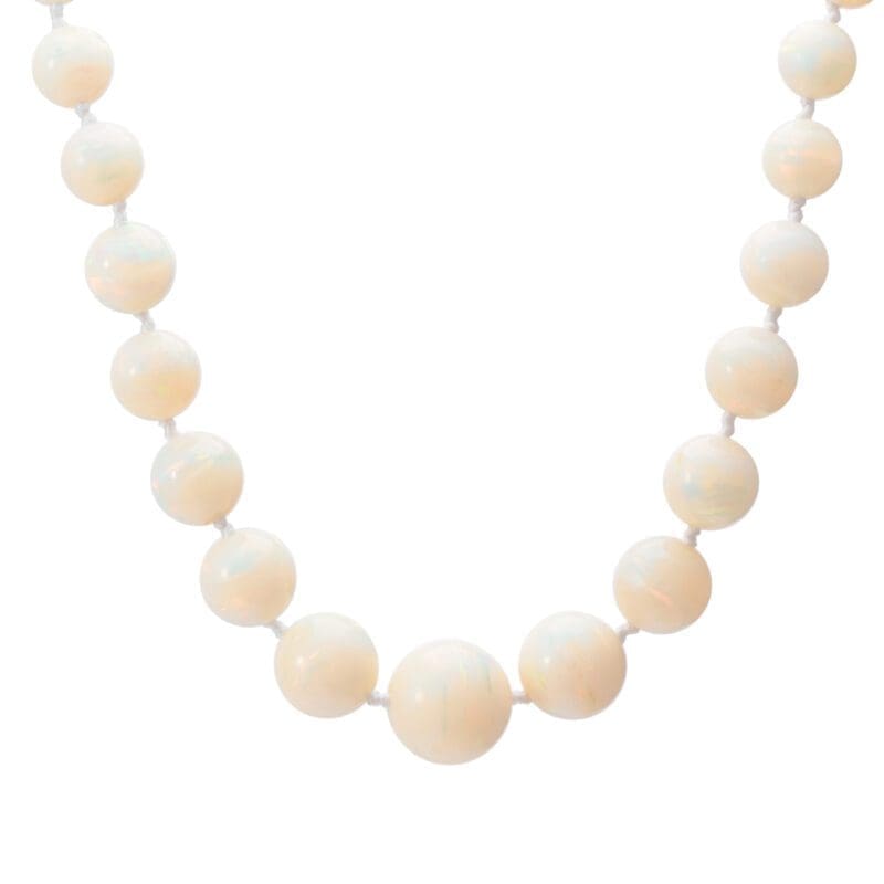 Pre-owned Vintage 18ct White Gold Opal Graduated Bead Necklace