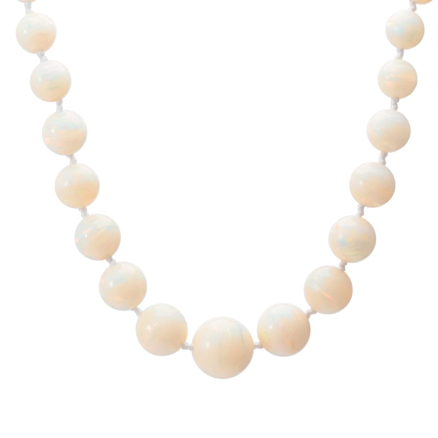 Pre-owned Vintage 18ct White Gold Opal Graduated Bead Necklace