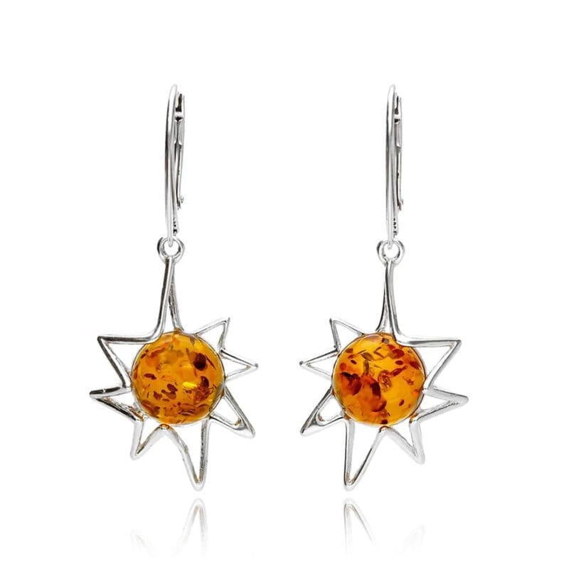 Silver Amber Star Drops